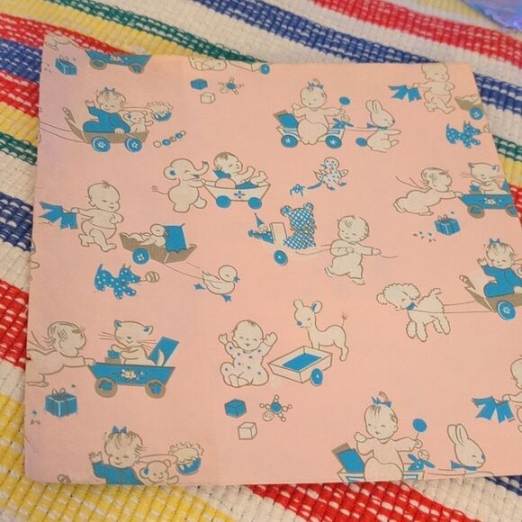 MCM Vintage 50s 60s 70s new baby shower wrapping paper lot - Picture 6 of 16